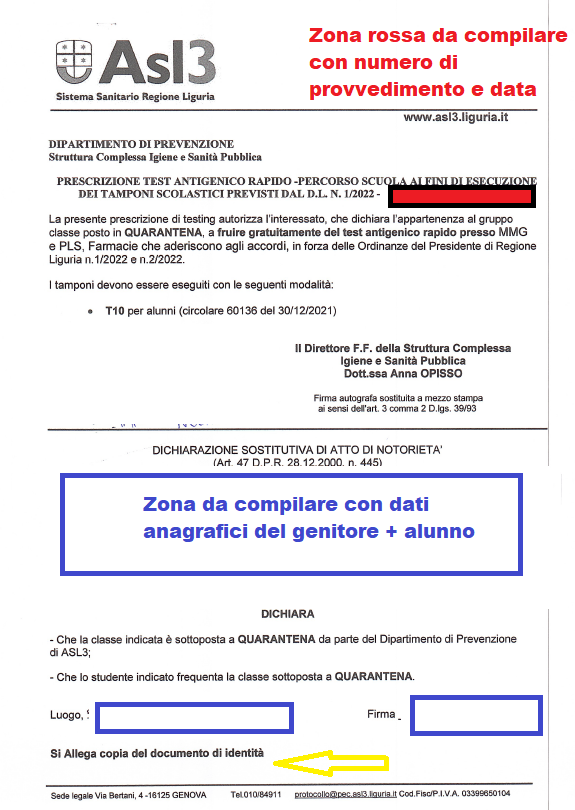 Autocertificazione provvedimento