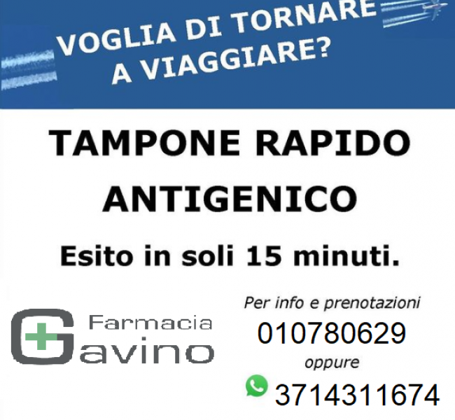 Tampone antigenico rapido -  RISULTATO IN 15 MINUTI 